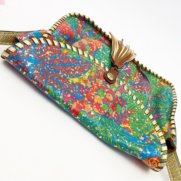 Patricia Nash Beaumont Leather Crossbody Bag Tropicana Summer Festival Tropical - Picture 7 of 16
